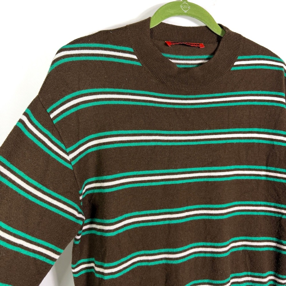 Simon Miller Pip Poplin Combo Dress Brown White Striped Layered Knit Sz S - Picture 4 of 12